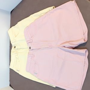 Chic by HIS Shorts Women 6 High Waisted 2 Pair Solid Pink Solid Yellow